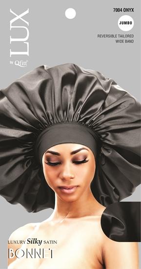 M&M Qfitt  LUX - Luxury Silky Satin Bonnet - Jumbo # 7004 Black / onyx