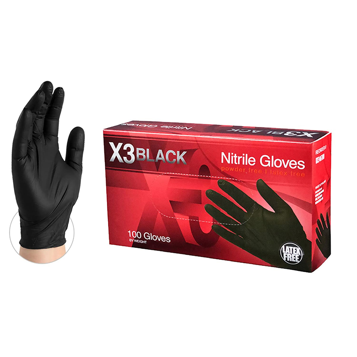 AMMEX X3 Black Nitrile Gloves - MEDIUM & LARGE | Palms Fashion Inc.