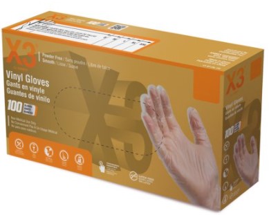 Ammex X3 Vinyl Latex Free Disposable Gloves Clear -  X-Large