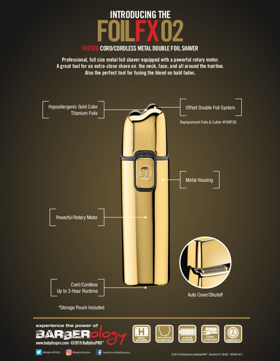 Babyliss Double Foil Shaver - Gold # FXFS2G (Dual Voltage) | Palms 