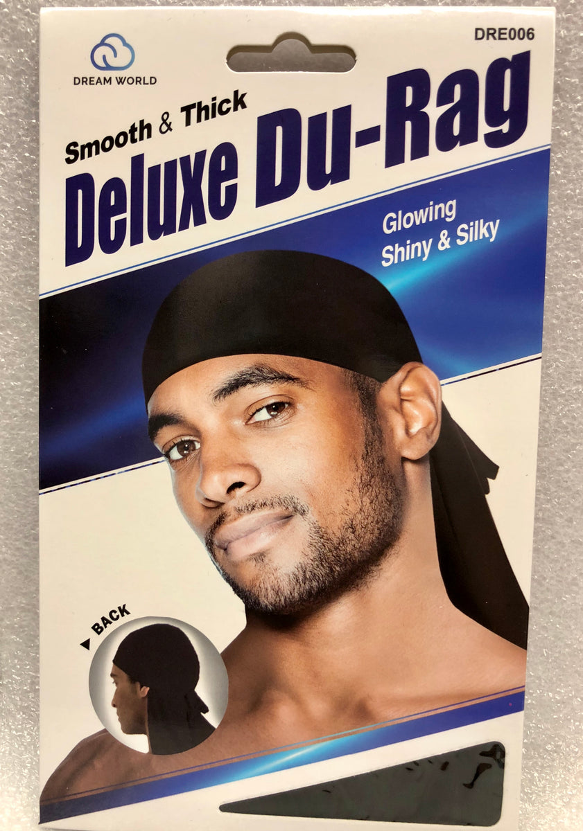 Dream Du-Rag Deluxe Smooth & Thick (3 Pack, Black)