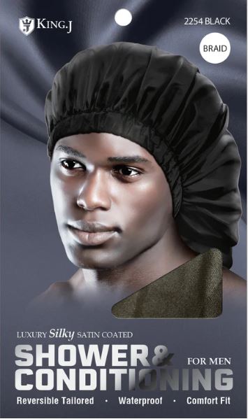 M&M Qfitt SHOWER & CONDITIONING CAP FOR MAN BRAID [BLACK-6PC/PK] # K2254