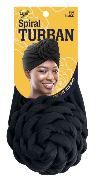 M&M Qfitt Knotted Turban [BLACK - 6pcs/Pk ] # Q 264