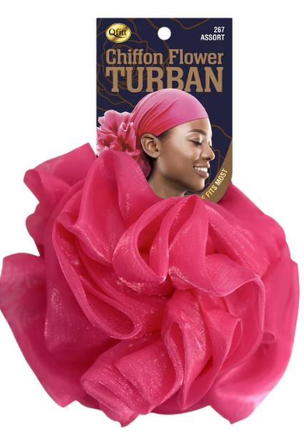 M&M Qfitt CHIFFON FLOWER TURBAN [ASSORT - 6pcs/Pk ] # Q 267