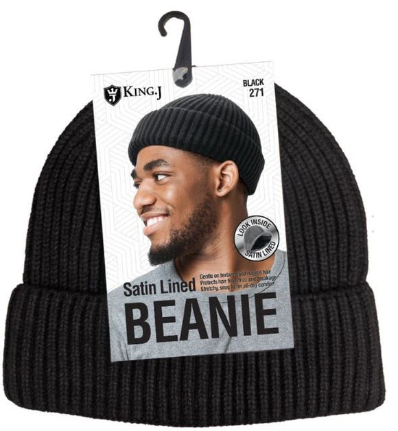 M&M Qfitt SATIN LINED BEANIE [BLACK -12PC/PACK] # K271