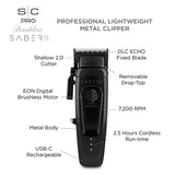 StyleCraft Saber 2 Clipper - Professional Cordless Clipper - Black