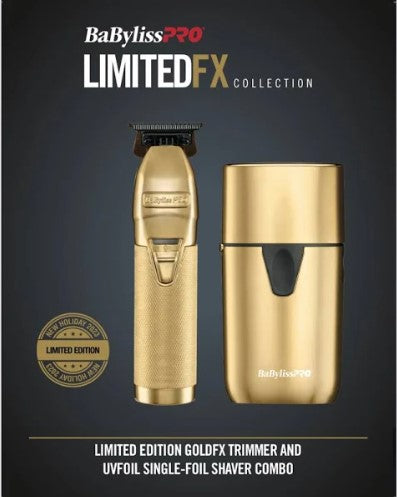 BabylissPRO Limited Edition GOLDFX Trimmer and UVFOIL Single-Foil Shaver Combo # FXLFHOLPKG