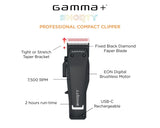 Gamma Shorty Clipper - Professional Cordless Hair Clipper with EON Digital Motor # GP605M