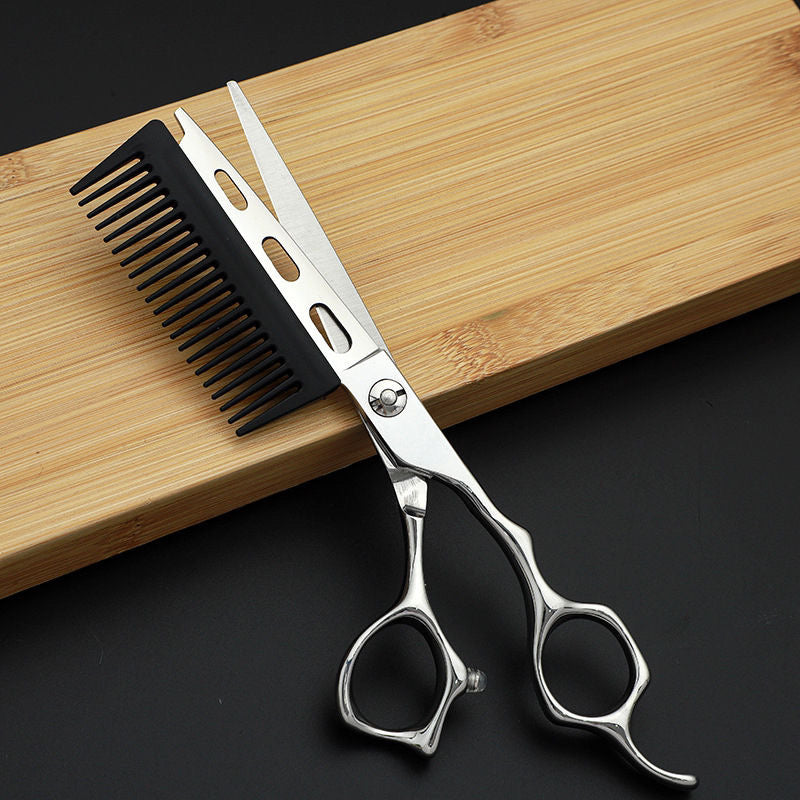Palms Speed Cut Scissor Comb Combo Japanese 440c with Punctured Design