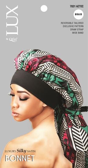 M&M Qfitt  LUX - Luxury Silky Satin Pattern Bonnet - Braid # 7031Afro - 6/packs