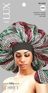 M&M Qfitt  LUX - Luxury Silky Satin Pattern Bonnet - Jumbo # 7021 Afro - 6/packs