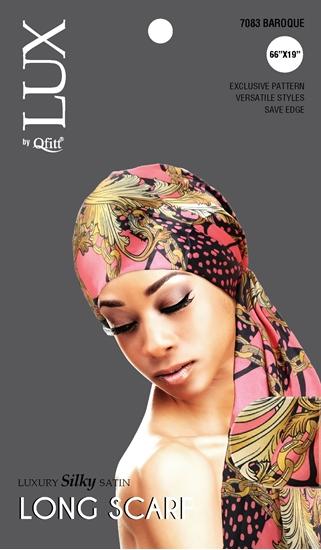 M&M Qfitt  LUX -  Luxury Silky Satin Long Scarf # 7083 Afro - 6/packs