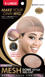 M&M X-Large Stretch Mesh Dome Style Wig Cap Black  - Dozen ( 3 Colors ) - Palms Fashion Inc.