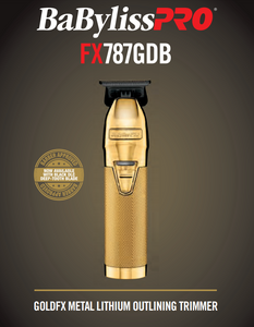 BaByliss PRO Gold FX Skeleton Trimmer + BaByliss Metallic Gold Comb Set -  NEW