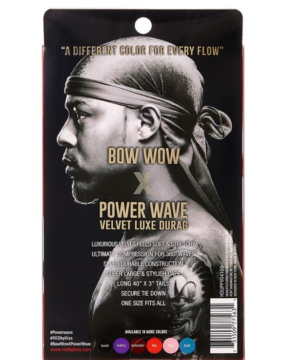 KISS RED Premium Bow Wow X Power Wave Crushed Velvet Durag – Samt-Durag Für 360° Wellen
