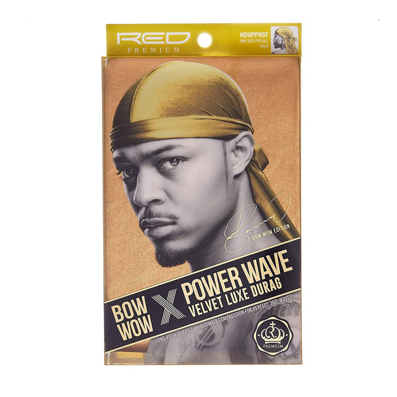 Red by Kiss Power Wave Velvet Luxe Durag - HDUPPV07 Gold - Palms Fashion Inc.