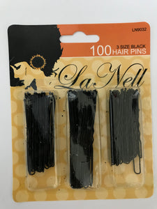 Lanell 3 Size Black Hair Pins Black - Dozen #LN9032 - Palms Fashion Inc.