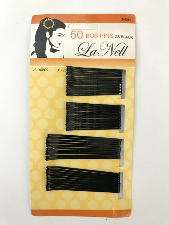 Lanell Bob Pins 2 Sizes Black - Dozen #LN9089 - Palms Fashion Inc.