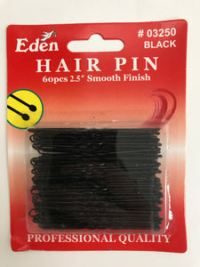 Eden Hair Pin 2.5" Smooth Finish Black - Dozen #03250