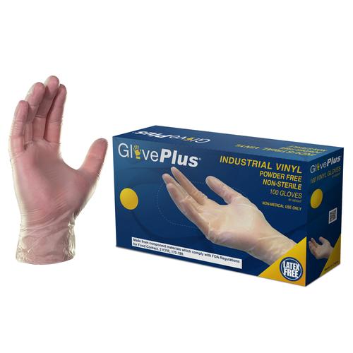 AMMEX GlovePlus Industrial Clear Vinyl Gloves LARGE Palms
