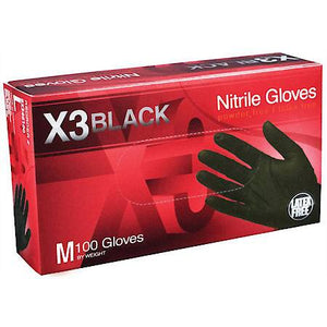 AMMEX X3 Black Nitrile Gloves - MEDIUM & LARGE