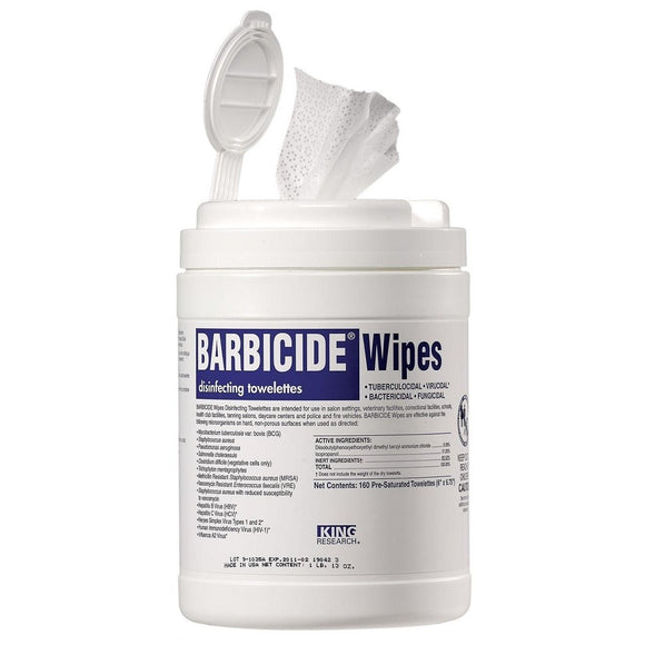 BARBICIDE WIPES DISINFECTING TOWELETTES 160 PRE-SATURATED TOWELETTES - (Restock March 25th) - Palms Fashion Inc.