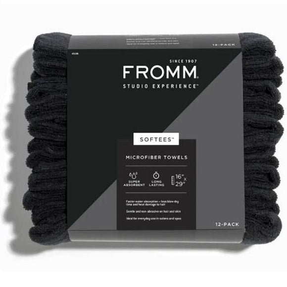Fromm Studio Experience Softees Microfiber Towels - Black 12 Pack # 45106
