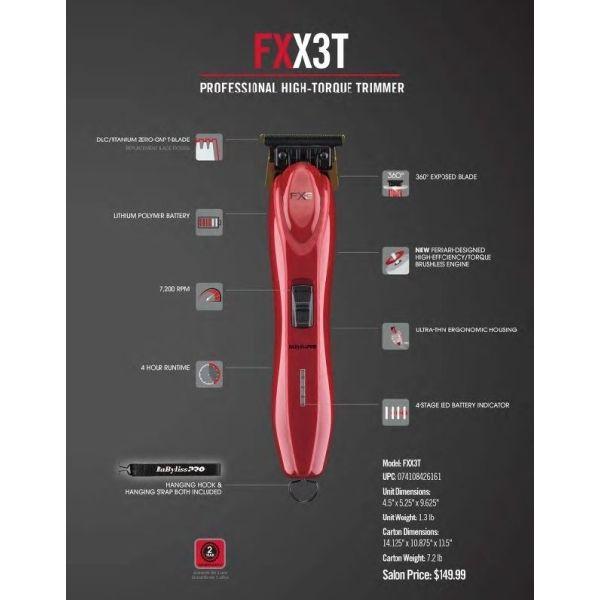 BaByliss PRO FX3 Red T-Blade High-Torque Cordless Hair factory Trimmer