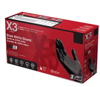 AMMEX X3 Black Nitrile Gloves MEDIUM LARGE Palms Fashion - Main Image