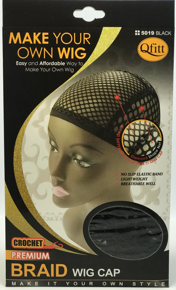 M&M Crochet Braid Wig Cap Black #5019 - Dozen - Palms Fashion Inc.