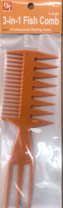 PLASTIC COMB 3-IN-1 FISH COMB LARGE BONE - Dozen - Palms Fashion Inc.