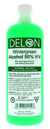 DELON DISINFECTING RUBBING ALCOHOL (IPA) 50% WINTERGREEN 16 oz - Palms Fashion Inc.